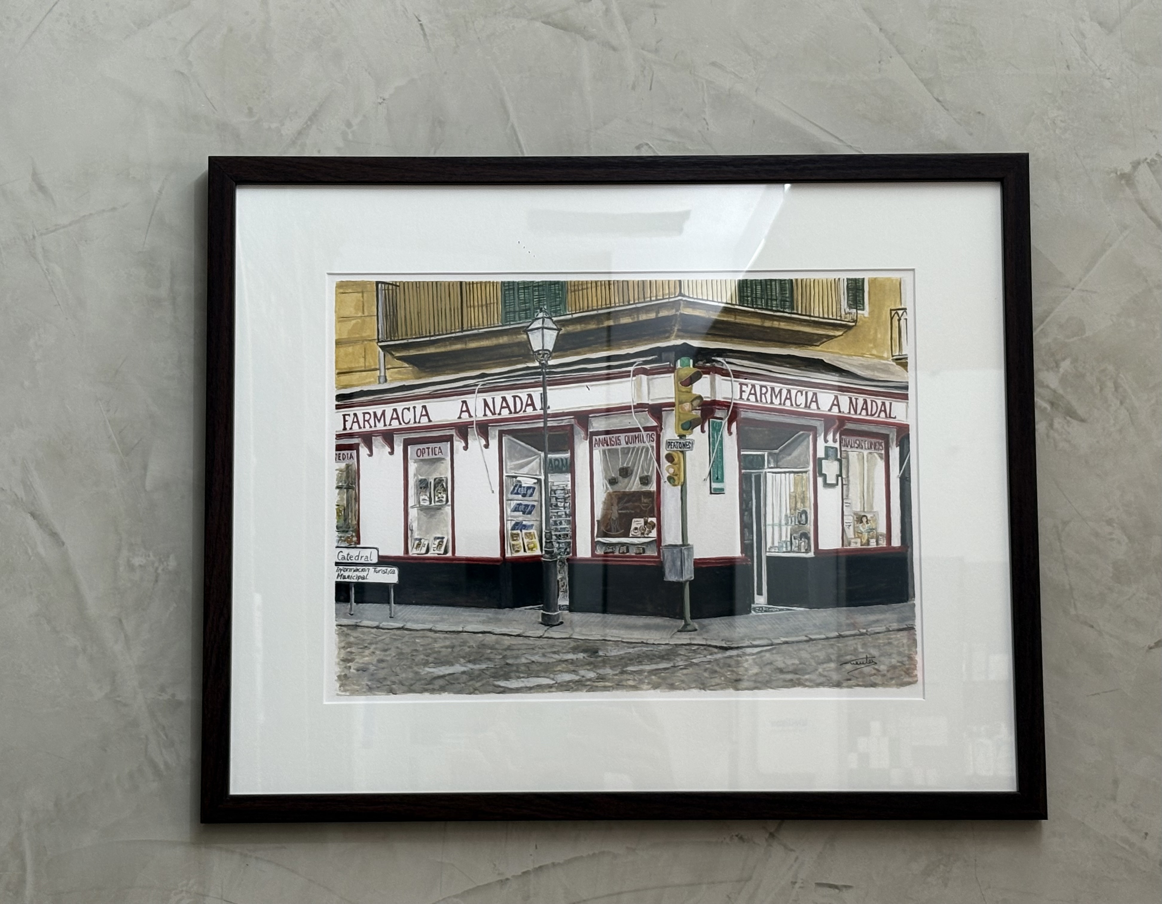 Acuarela de la histórica Farmacia A. Nadal